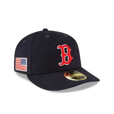 Blue Boston Red Sox Hat - New Era MLB Crystals from Swarovski Flag Low Profile 59FIFTY Fitted Caps USA3751680